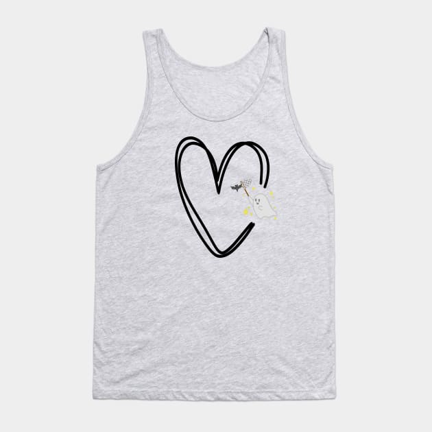 cute ghost catching a bat in a black heart Tank Top by Simplephotoqueen